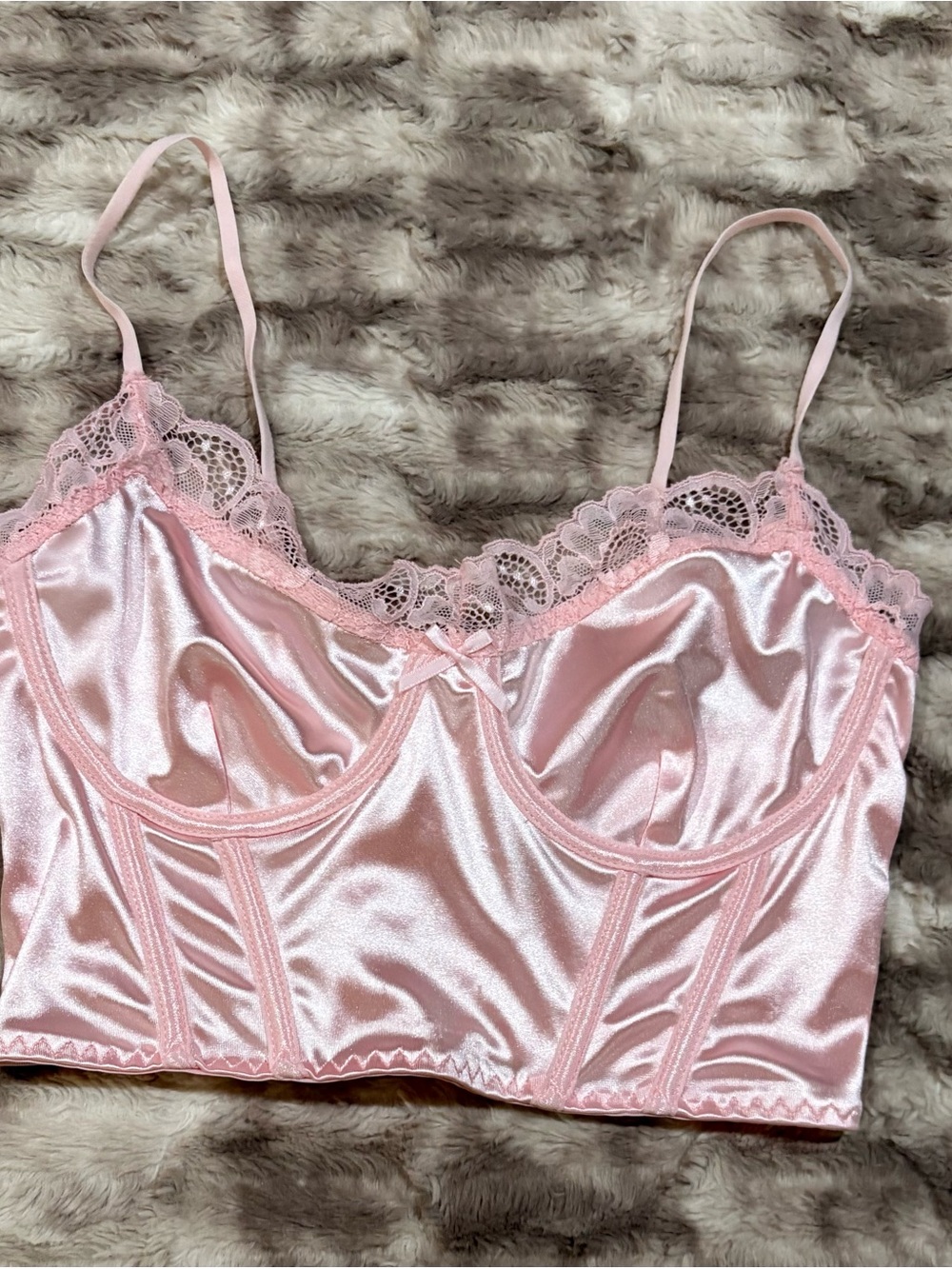 Forever 21 Light Pink Satin And Lace Corset Top Size Small